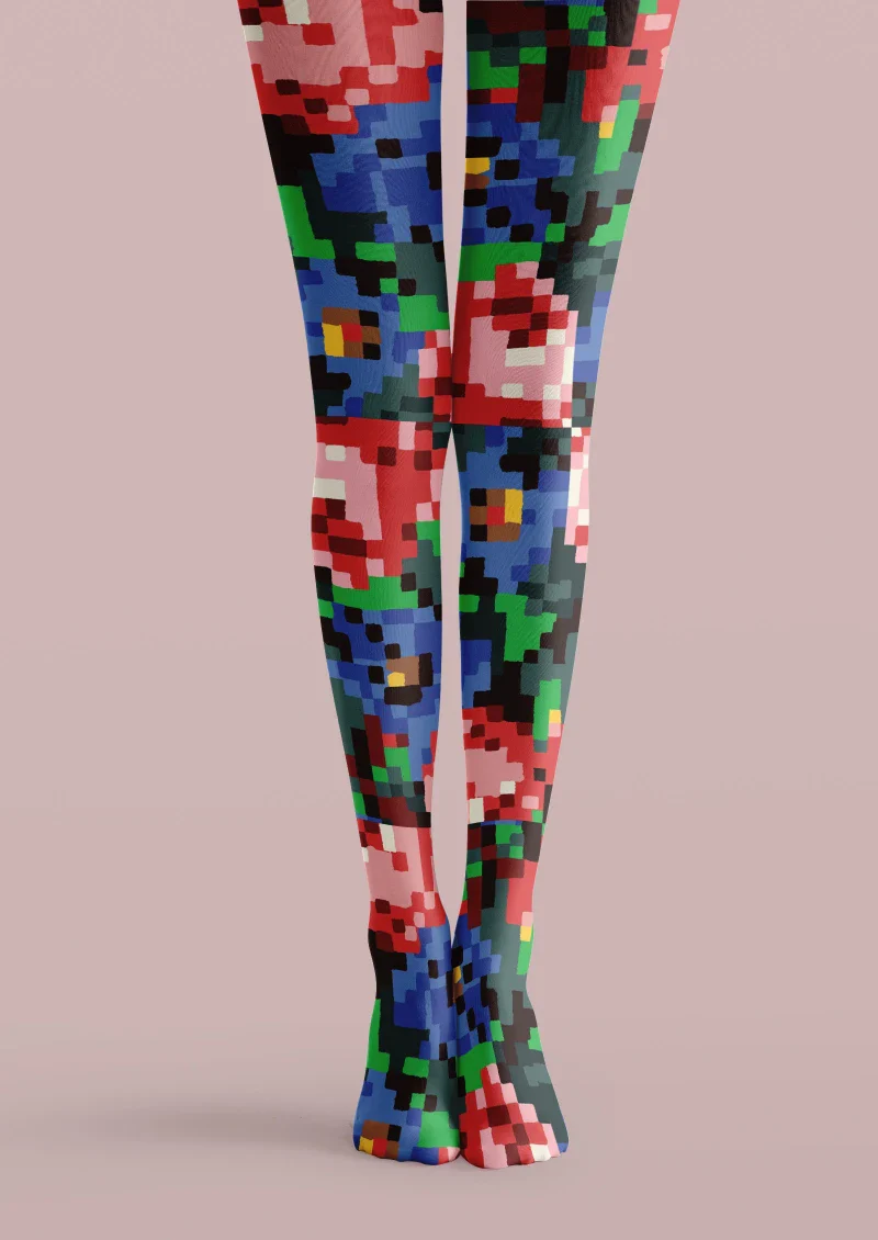 Viken Plan Pixel Graphic Tights Hosiery Pantyhose - Image 5
