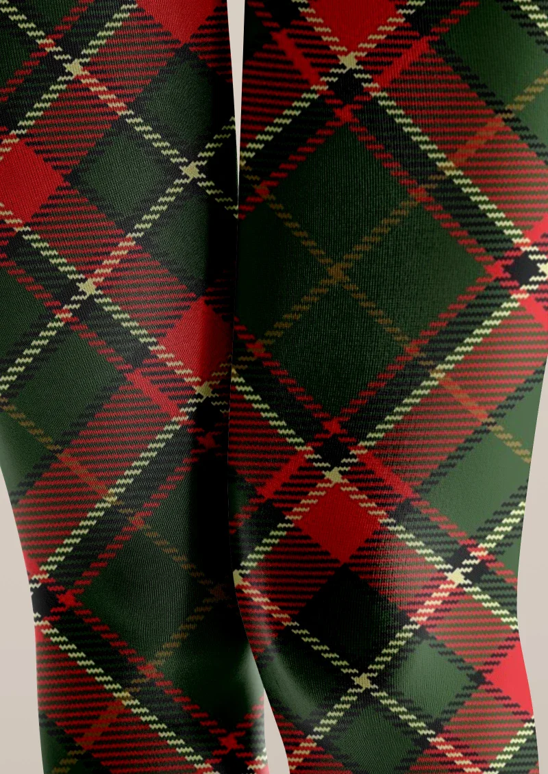 Viken Plan Plaid Red Green Tights Hosiery Pantyhose - Image 5