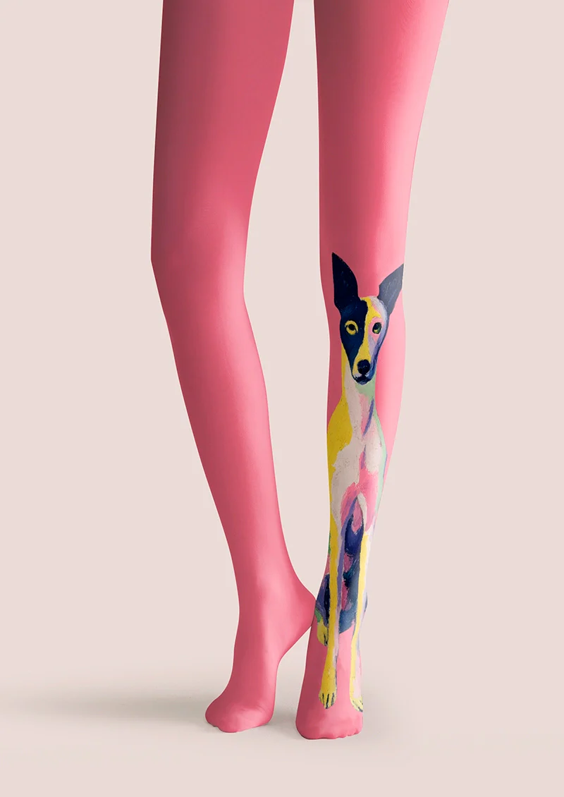 Viken Plan Playful Dog with Pink Tights Hosiery Pantyhose - Image 3