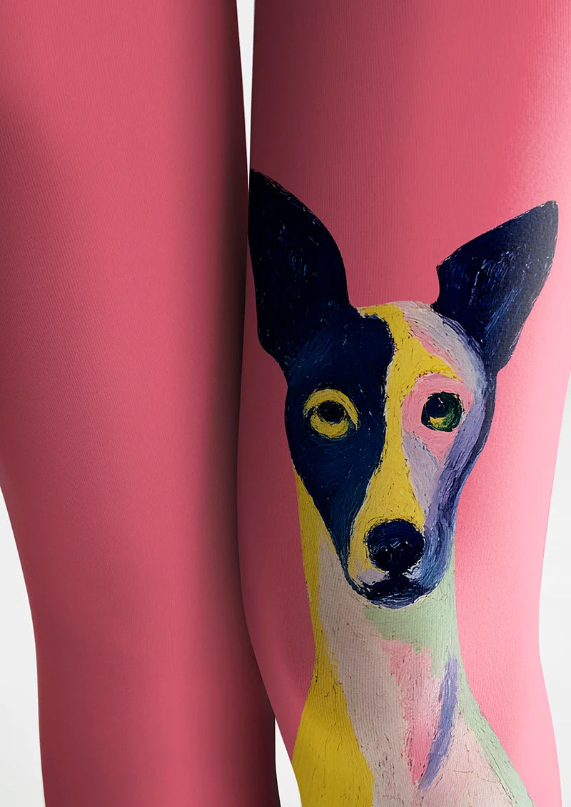 Viken Plan Playful Dog with Pink Tights Hosiery Pantyhose - Image 5