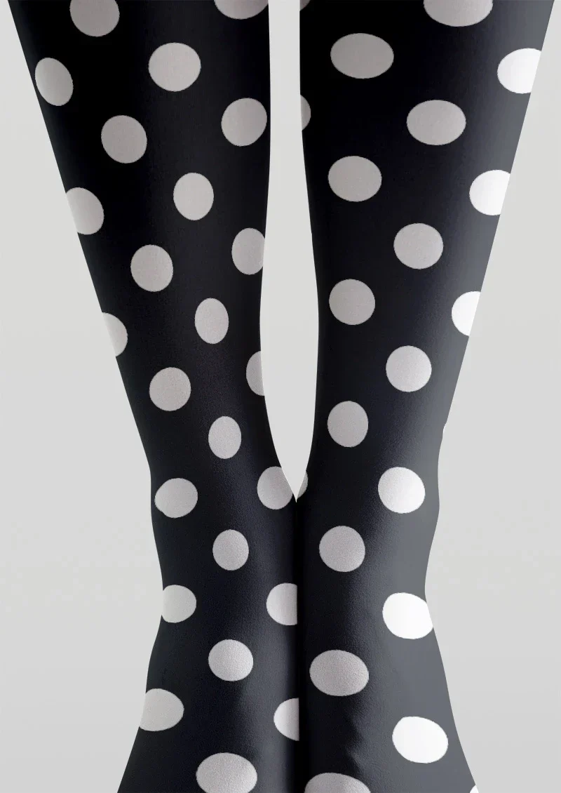 Viken Plan Black & White Polka Dot Tights Hosiery Pantyhose - Image 4