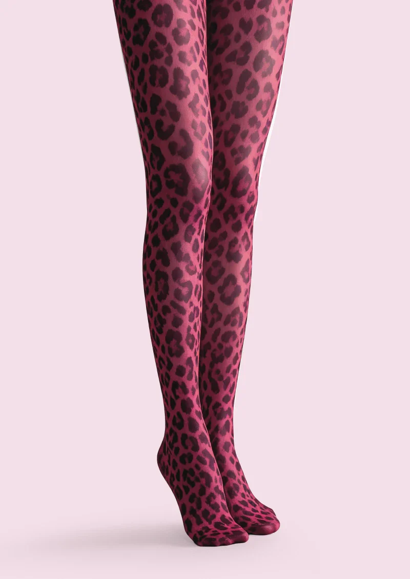 Viken Plan Crimson Panther Leopard Print Tights Hosiery Pantyhose - Image 4