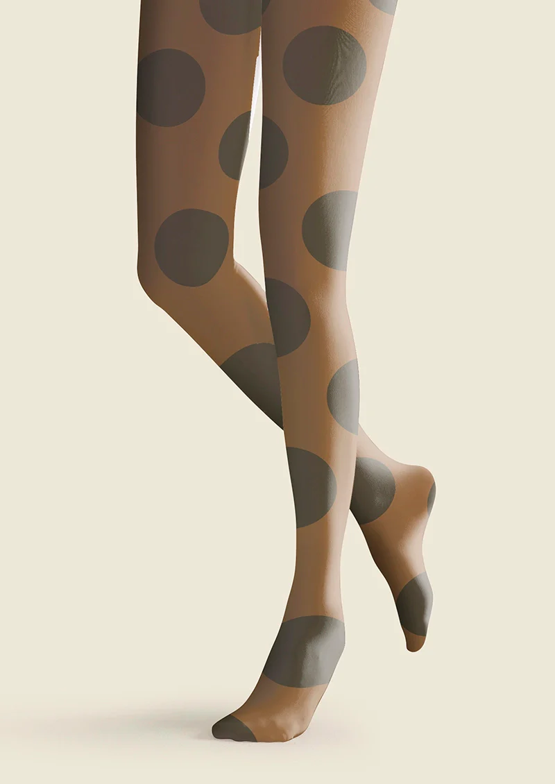 Viken Plan Brown-Olive green Morandi  polka dots Memory Tights Hosiery Pantyhose - Image 3