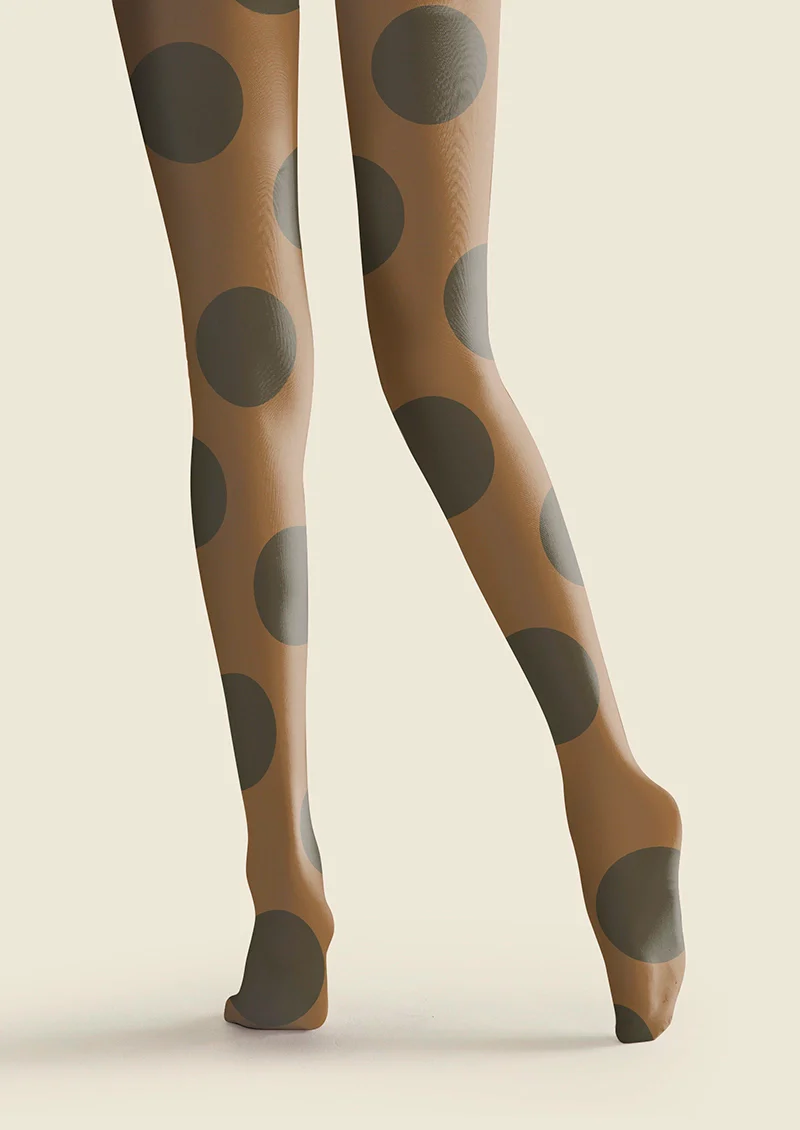 Viken Plan Brown-Olive green Morandi  polka dots Memory Tights Hosiery Pantyhose - Image 5