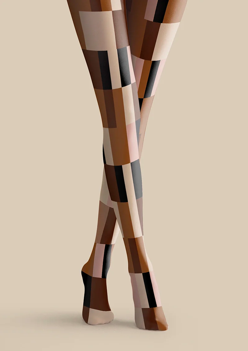 Viken Plan Brown Geometry Set Tights Hosiery Pantyhose - Image 3