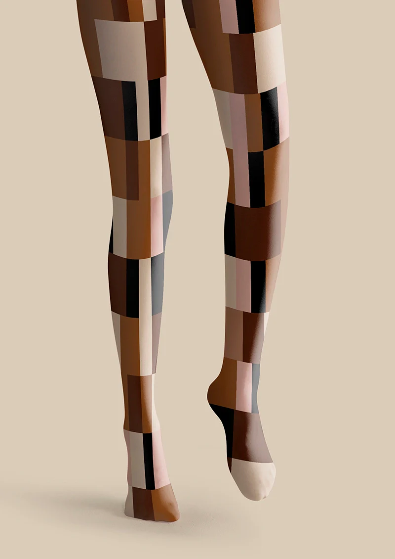 Viken Plan Brown Geometry Set Tights Hosiery Pantyhose - Image 4