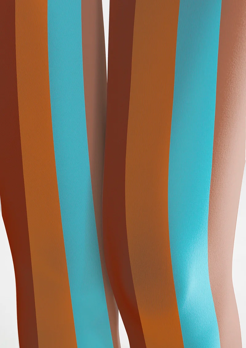 Viken Plan Brown Blue Striped Tights Hosiery Pantyhose - Image 6