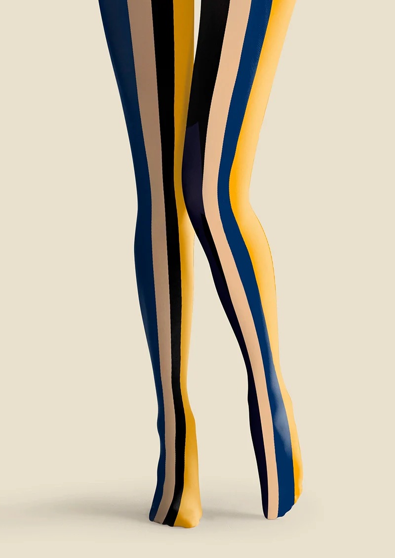 Viken Plan Modern Retro Striped Tights Hosiery Pantyhose