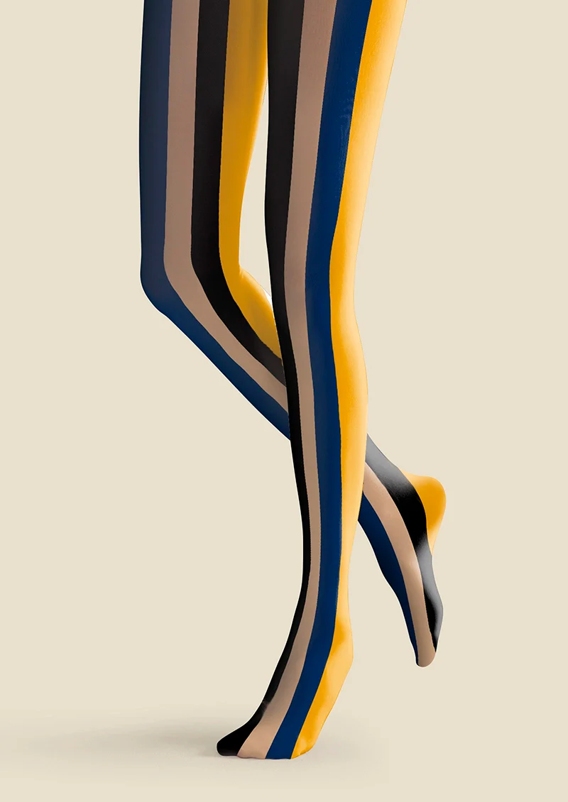 Viken Plan Modern Retro Striped Tights Hosiery Pantyhose - Image 3