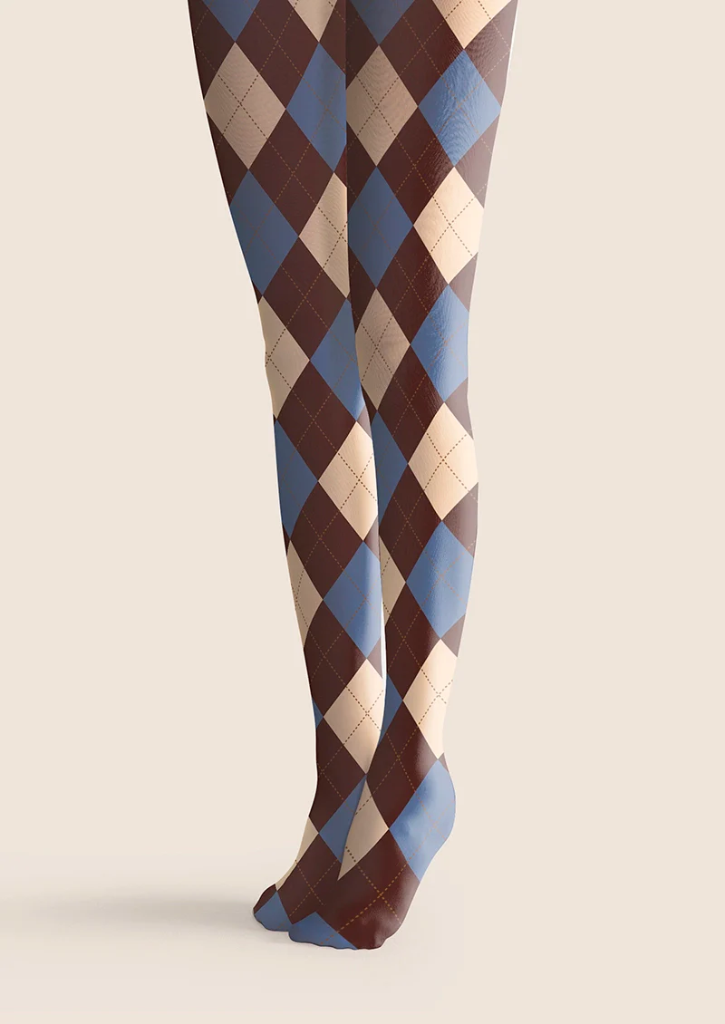Viken Plan Colored Check College Tights Hosiery Pantyhose - Image 3