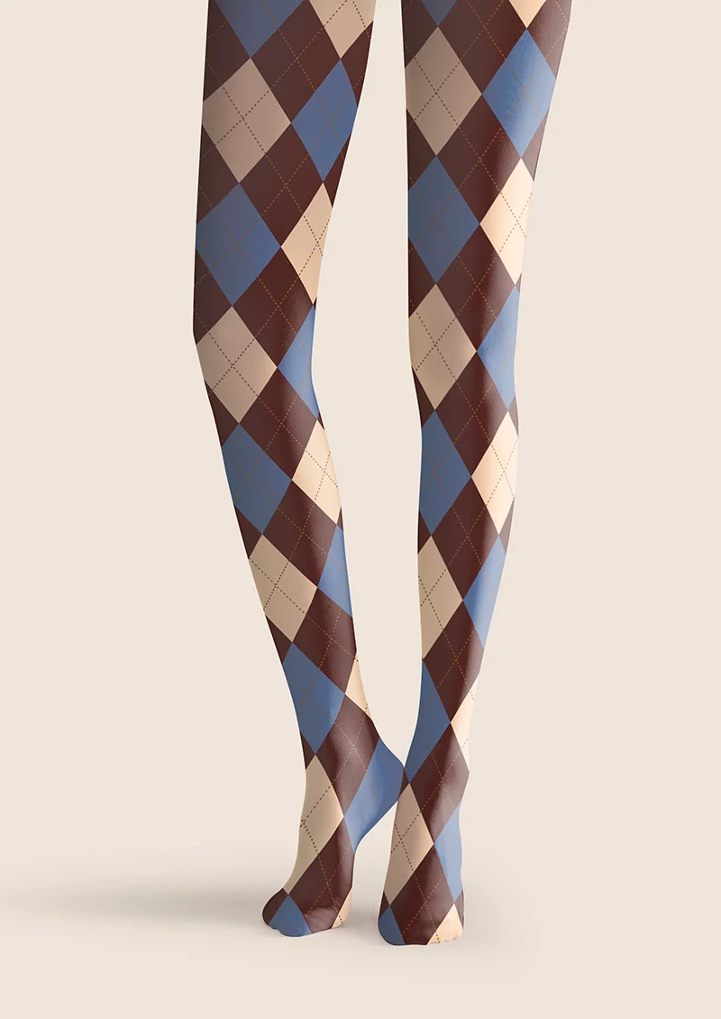 Viken Plan Colored Check College Tights Hosiery Pantyhose - Image 4