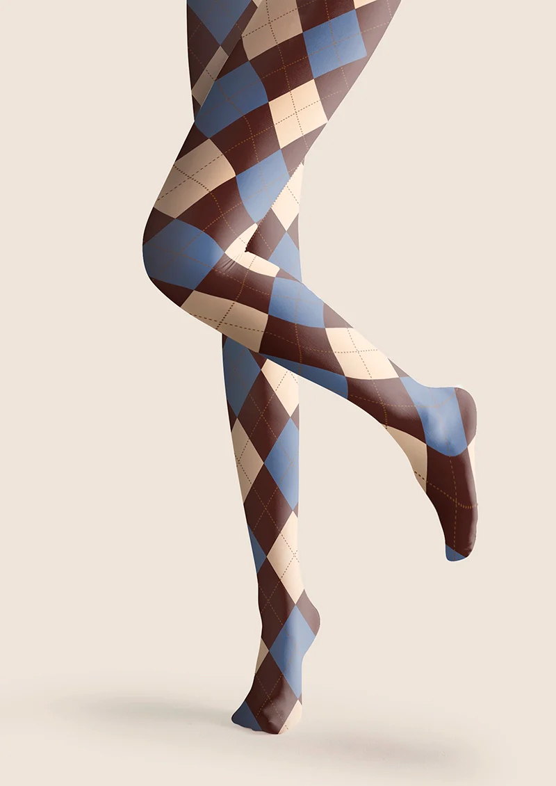 Viken Plan Colored Check College Tights Hosiery Pantyhose - Image 5