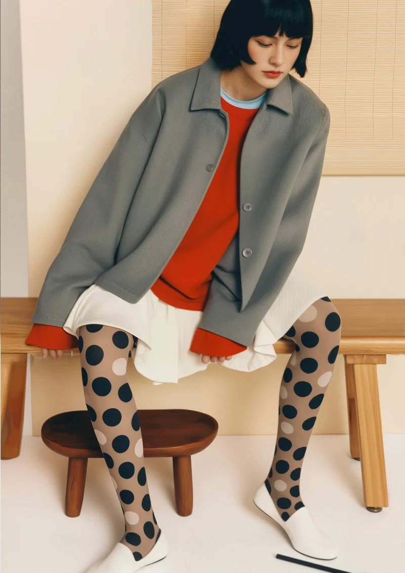Viken Plan Bubble Tea Polka Dots Tights Hosiery Pantyhose - Image 3