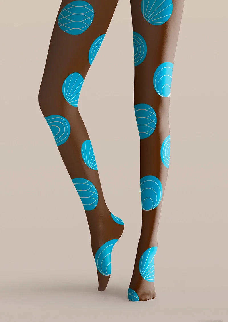 Viken Plan PopArt Print Tights Color Pantyhose/Tights [Brown & Sky Blue Polka Dots] - Image 4