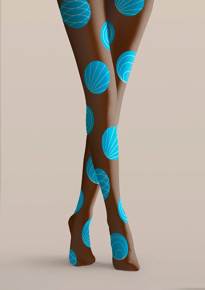 Viken Plan PopArt Print Tights Color Pantyhose/Tights [Brown & Sky Blue Polka Dots] - Image 5