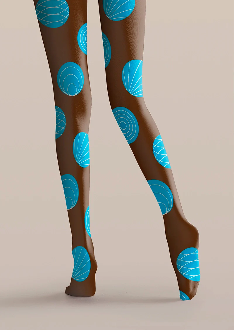 Viken Plan PopArt Print Tights Color Pantyhose/Tights [Brown & Sky Blue Polka Dots] - Image 6