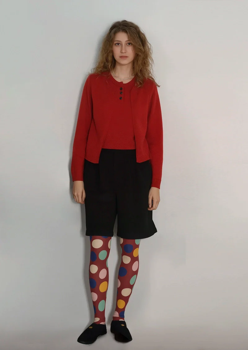 Viken Plan PopArt Print Red Colorful Polka Dots Tights Hosiery Pantyhose - Image 2