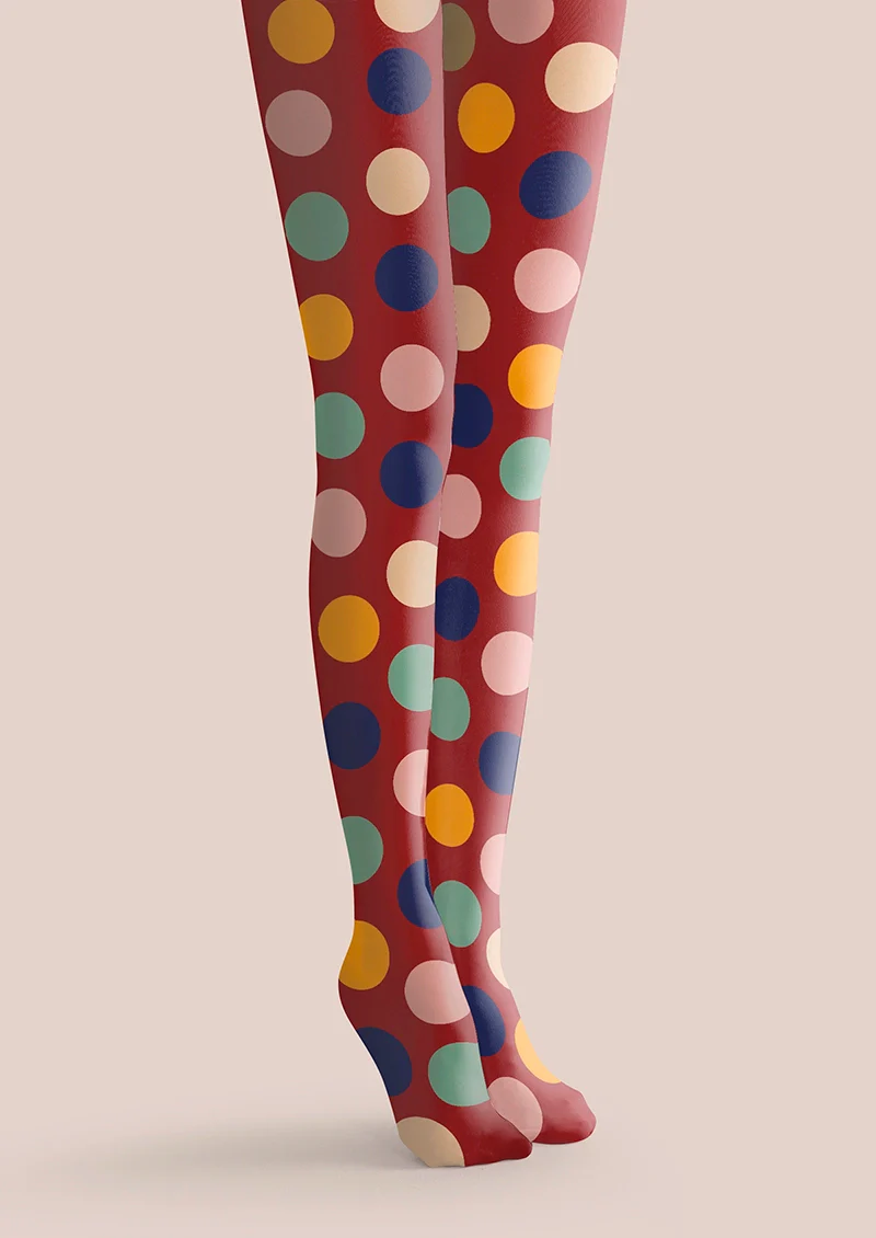 Viken Plan PopArt Print Red Colorful Polka Dots Tights Hosiery Pantyhose - Image 4