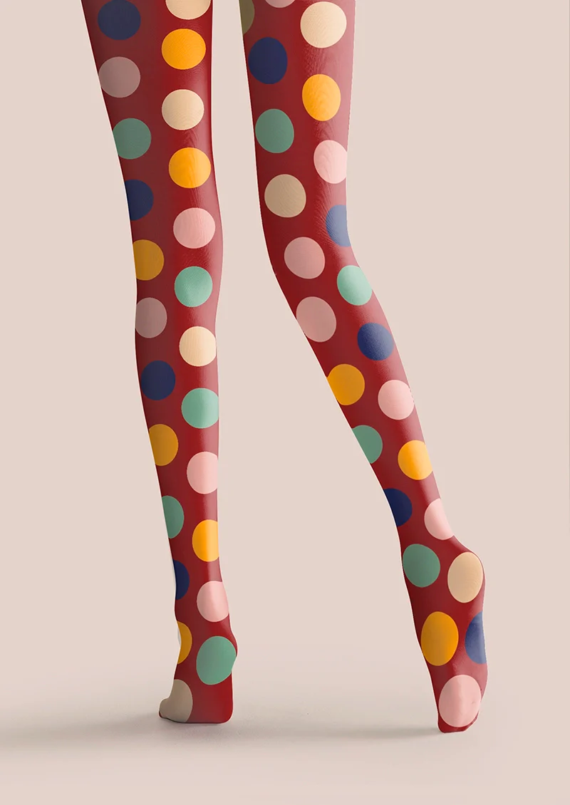 Viken Plan PopArt Print Red Colorful Polka Dots Tights Hosiery Pantyhose - Image 5