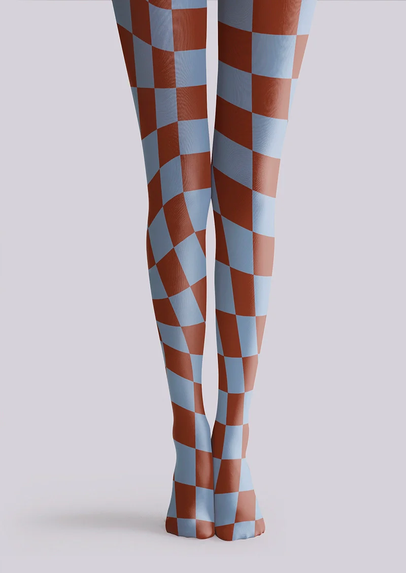 Viken Plan Purple-brown Checked Tights Hosiery Pantyhose