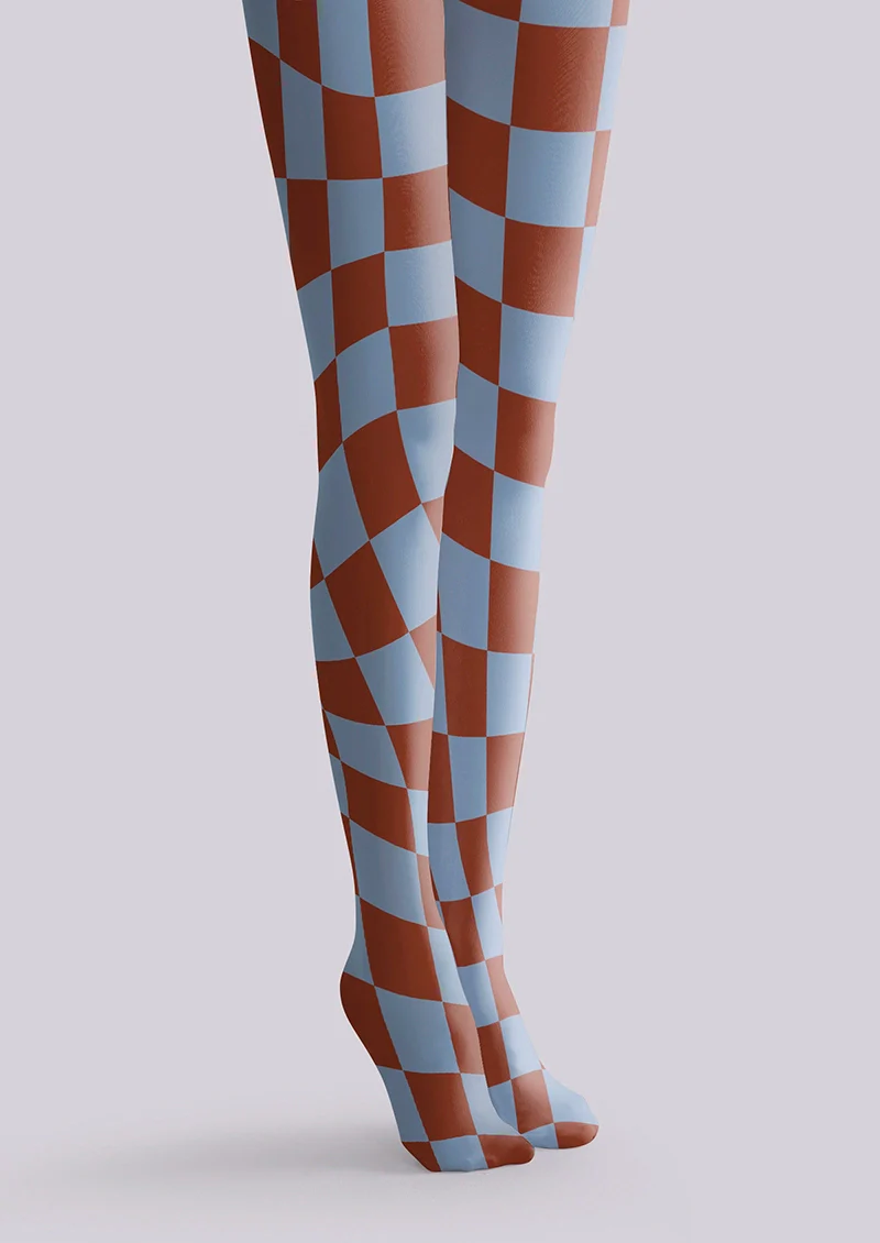 Viken Plan Purple-brown Checked Tights Hosiery Pantyhose - Image 3