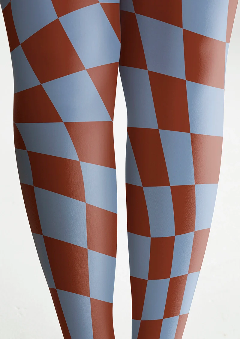 Viken Plan Purple-brown Checked Tights Hosiery Pantyhose - Image 4