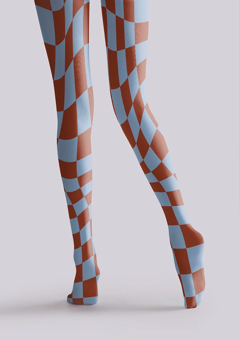 Viken Plan Purple-brown Checked Tights Hosiery Pantyhose - Image 5
