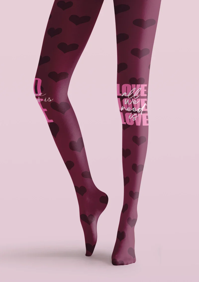 Viken Plan Purple Love Text Graphic Tights Hosiery Pantyhose - Image 5