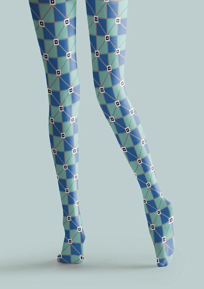 Viken Plan Purple-Mint Green checkered Tights Hosiery Pantyhose - Image 4