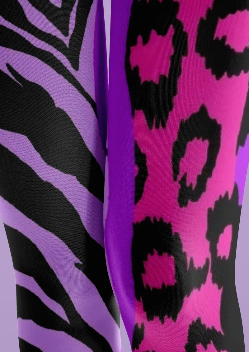 Viken Plan Purple Pink Animal Print Tights Hosiery Pantyhose - Image 4