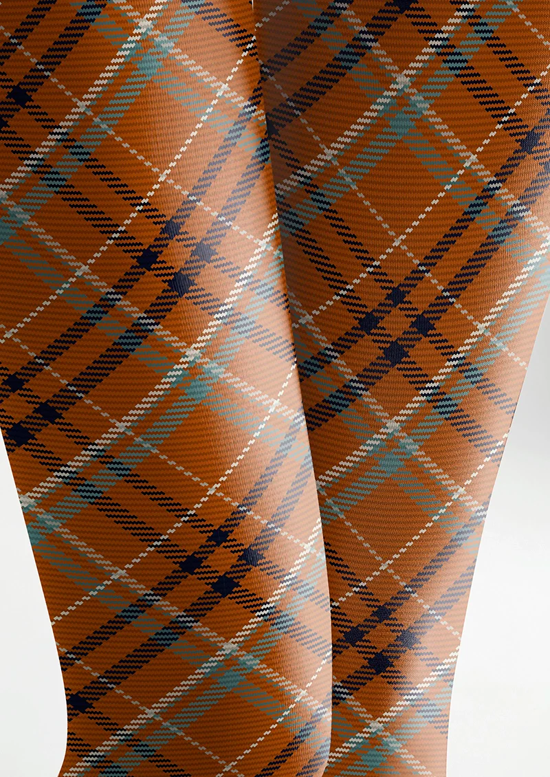 Viken Plan brickbrown stripes Checked Tights Hosiery Pantyhose - Image 6
