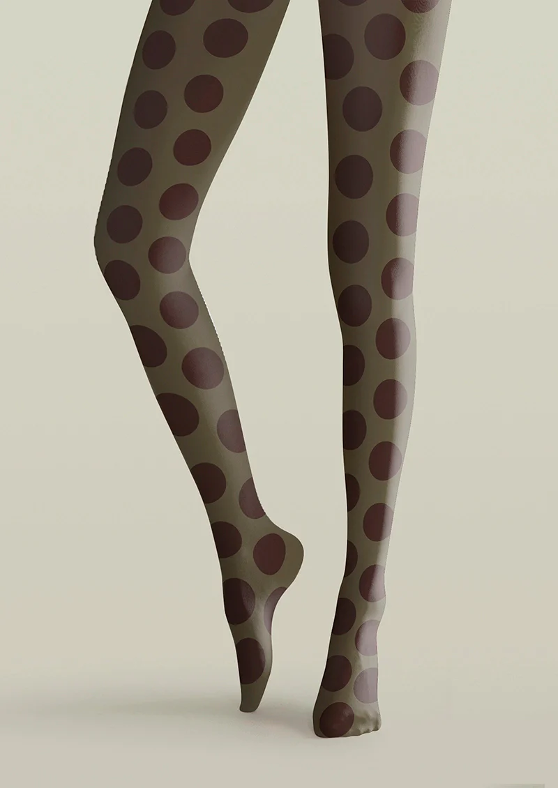 Viken Plan Olive Green-Summer Tan Morandi Polka Dots Tights Hosiery Pantyhose - Image 3