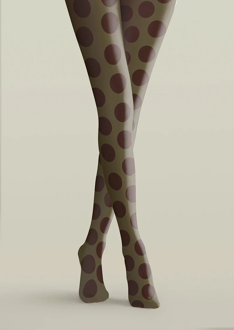 Viken Plan Olive Green-Summer Tan Morandi Polka Dots Tights Hosiery Pantyhose - Image 4