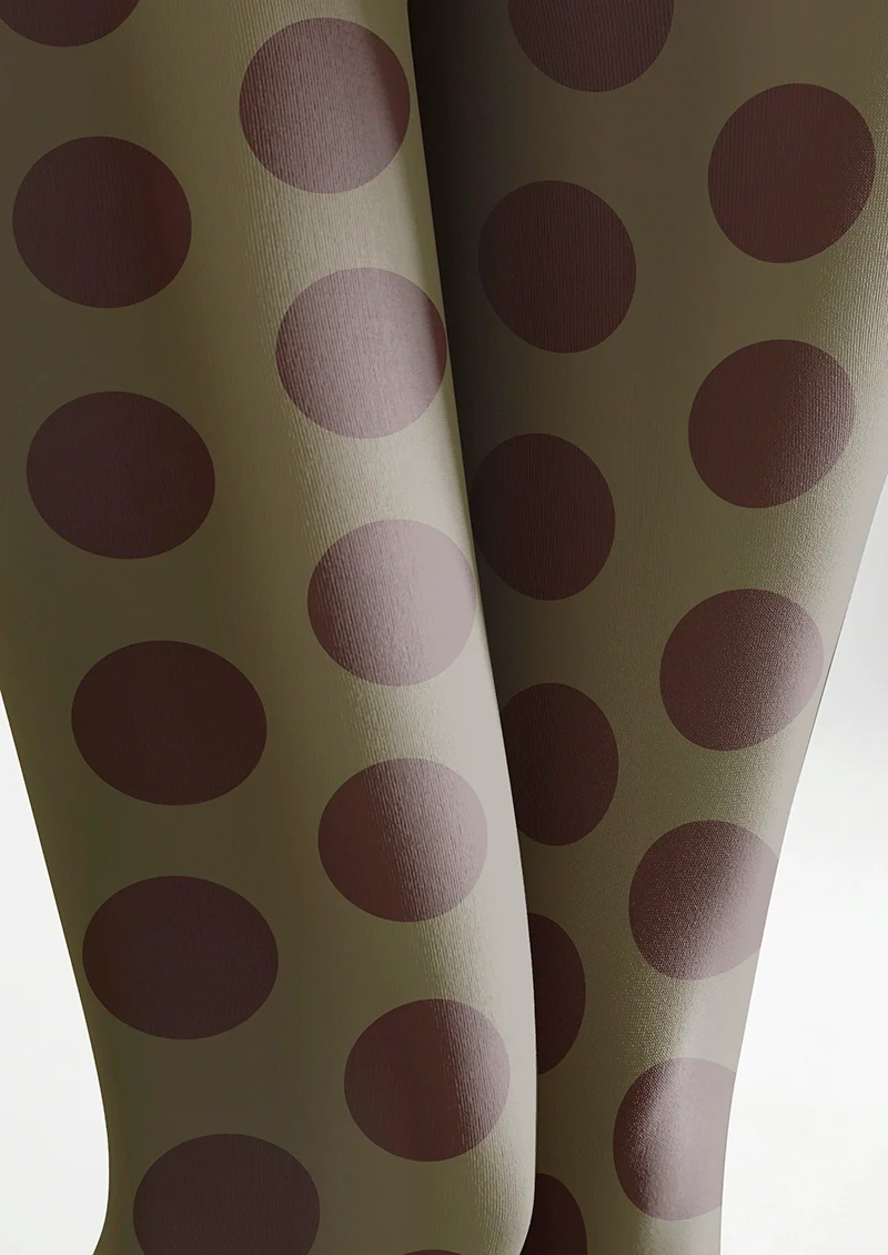 Viken Plan Olive Green-Summer Tan Morandi Polka Dots Tights Hosiery Pantyhose - Image 5