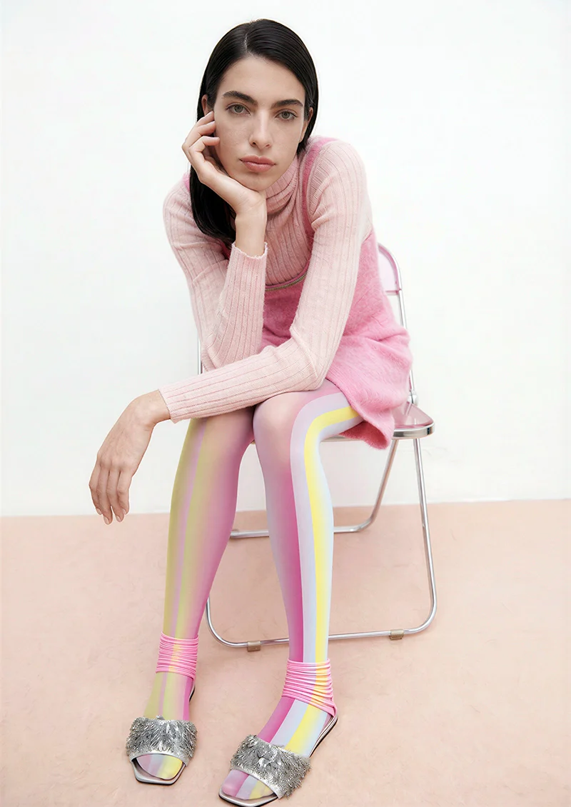 Viken Plan Rainbow Light stripes Tights Hosiery Pantyhose - Image 2