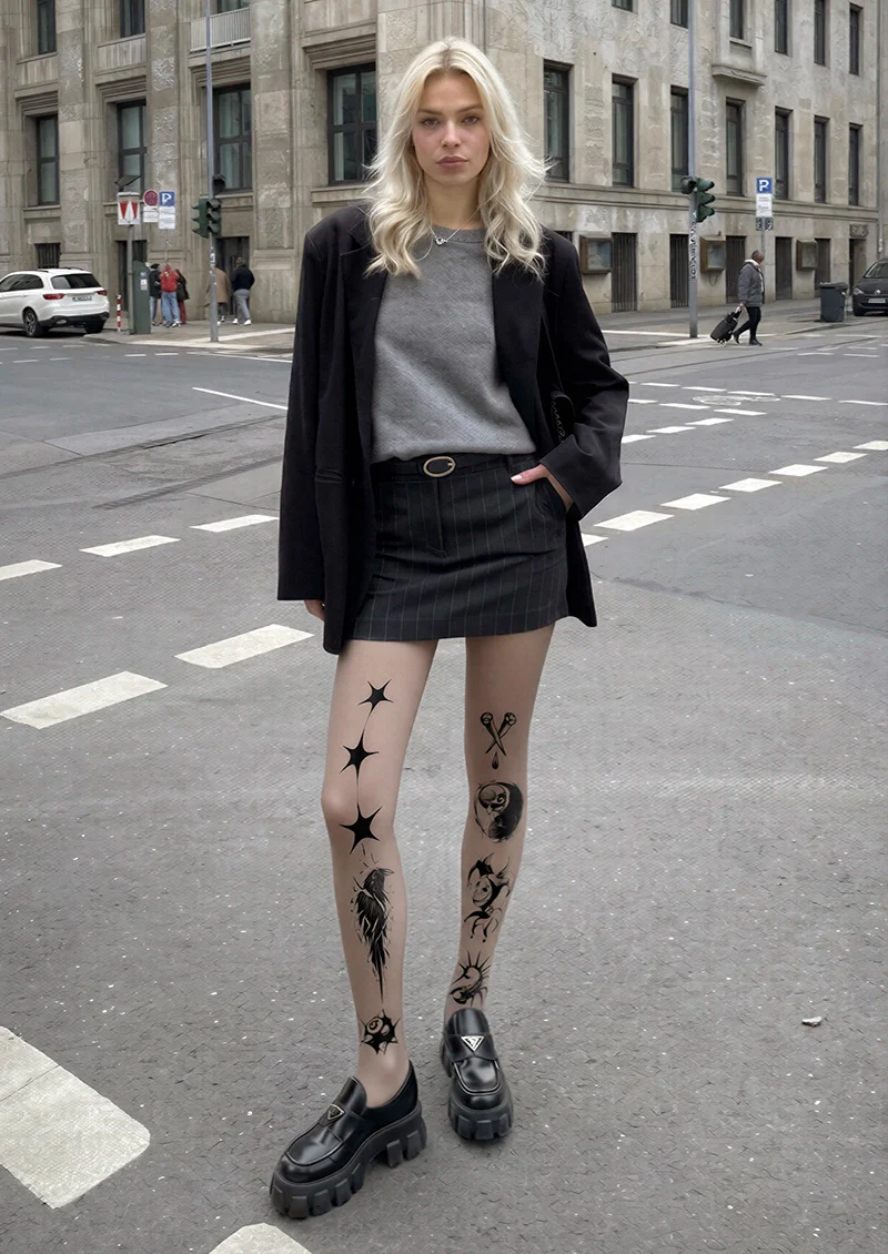 Viken Plan Raven Clown Tattoo Tights Hosiery Pantyhose - Image 2