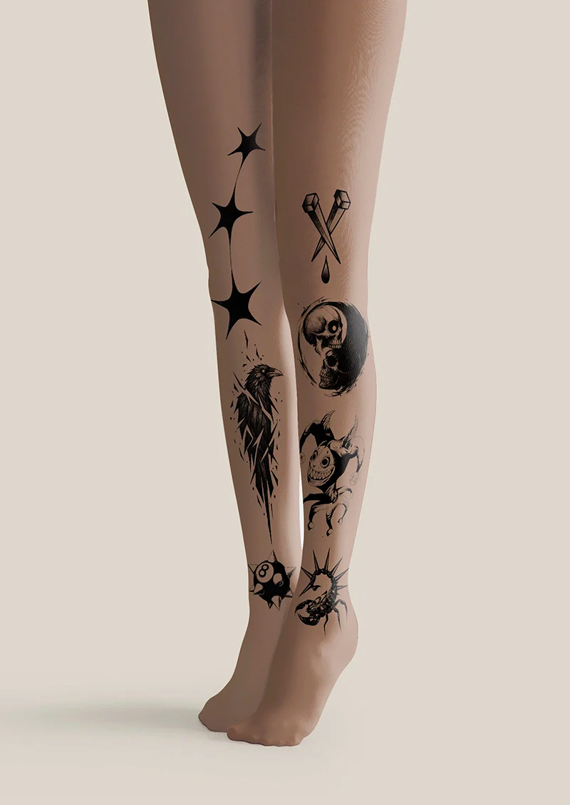 Viken Plan Raven Clown Tattoo Tights Hosiery Pantyhose - Image 3
