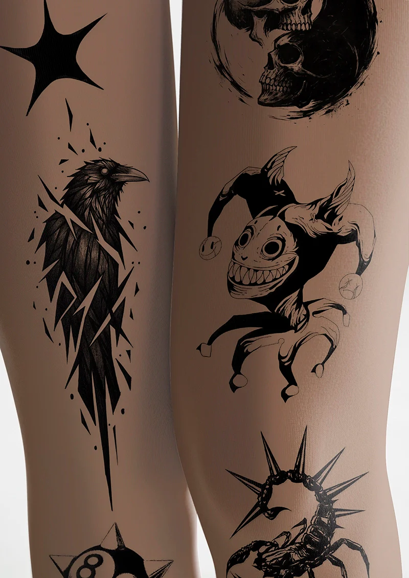 Viken Plan Raven Clown Tattoo Tights Hosiery Pantyhose - Image 5