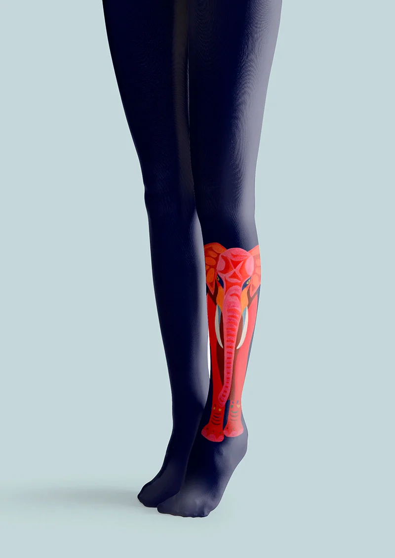 Viken Plan  Red Elephant Tights Hosiery Pantyhose