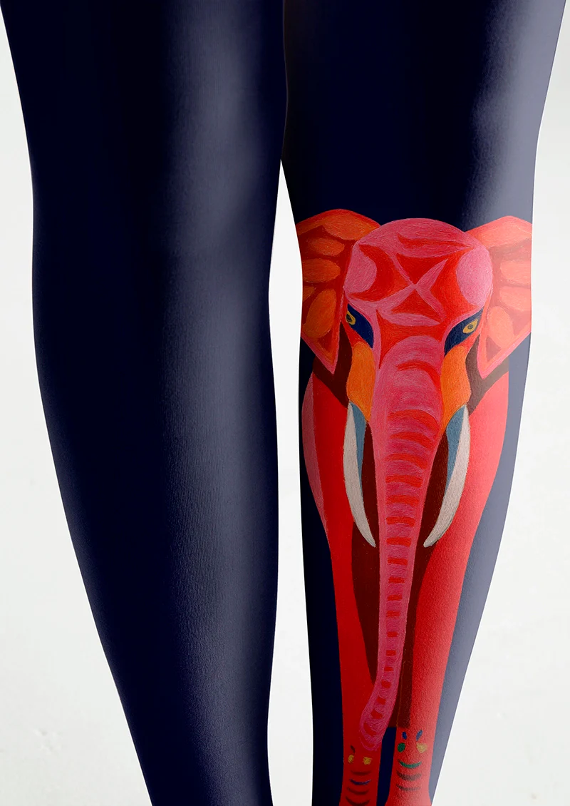 Viken Plan  Red Elephant Tights Hosiery Pantyhose - Image 5