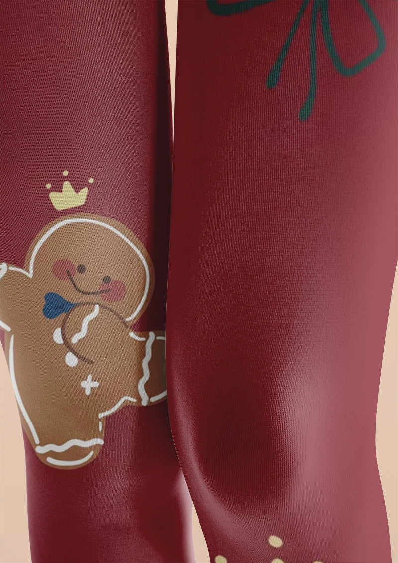 Viken Plan Red Gingerbread Man Tights Hosiery Pantyhose - Image 3