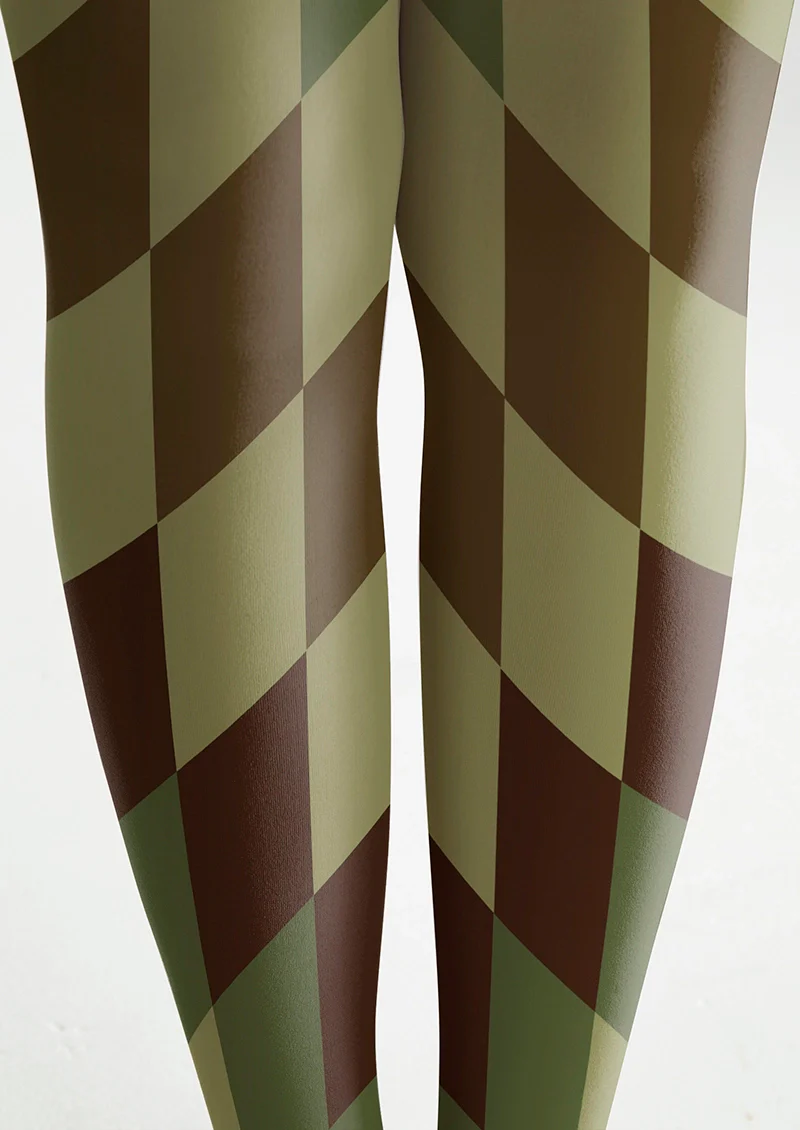 Viken Plan Avocado Diamond Pattern Tights Hosiery Pantyhose - Image 6