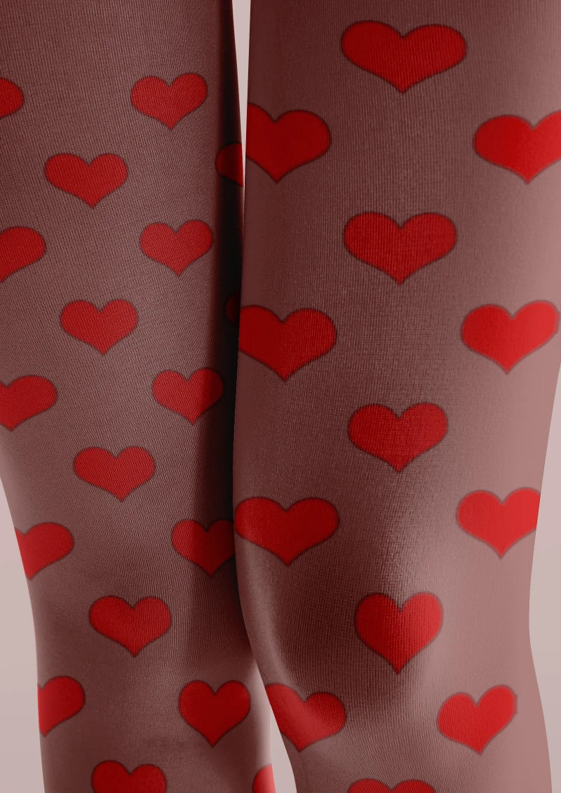 Viken Plan Red Heart Polka Dot Tights Hosiery Pantyhose - Image 4