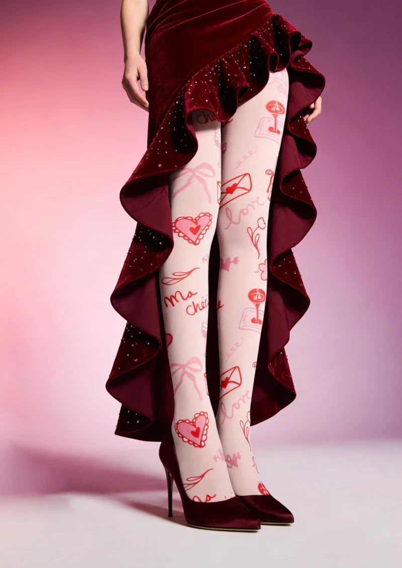 Viken Plan Valentine's Day Red Heart Text Graphic Tights Hosiery Pantyhose - Image 2