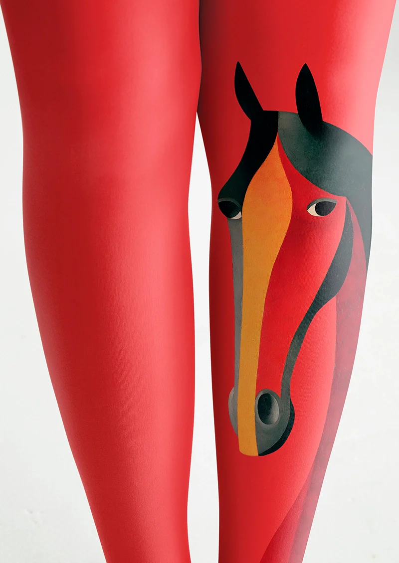 Viken Plan Red Horse Tights Hosiery Pantyhose - Image 5