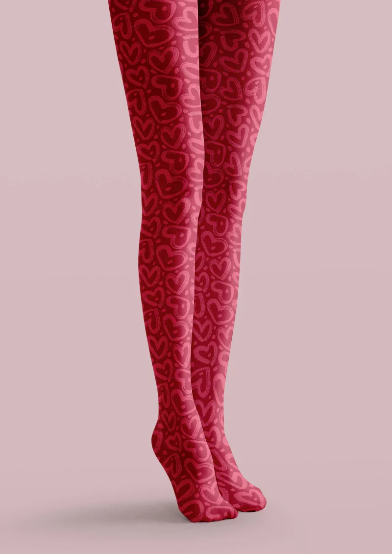 Viken Plan Valentine's Day Red Leopard Print Tights Hosiery Pantyhose - Image 3