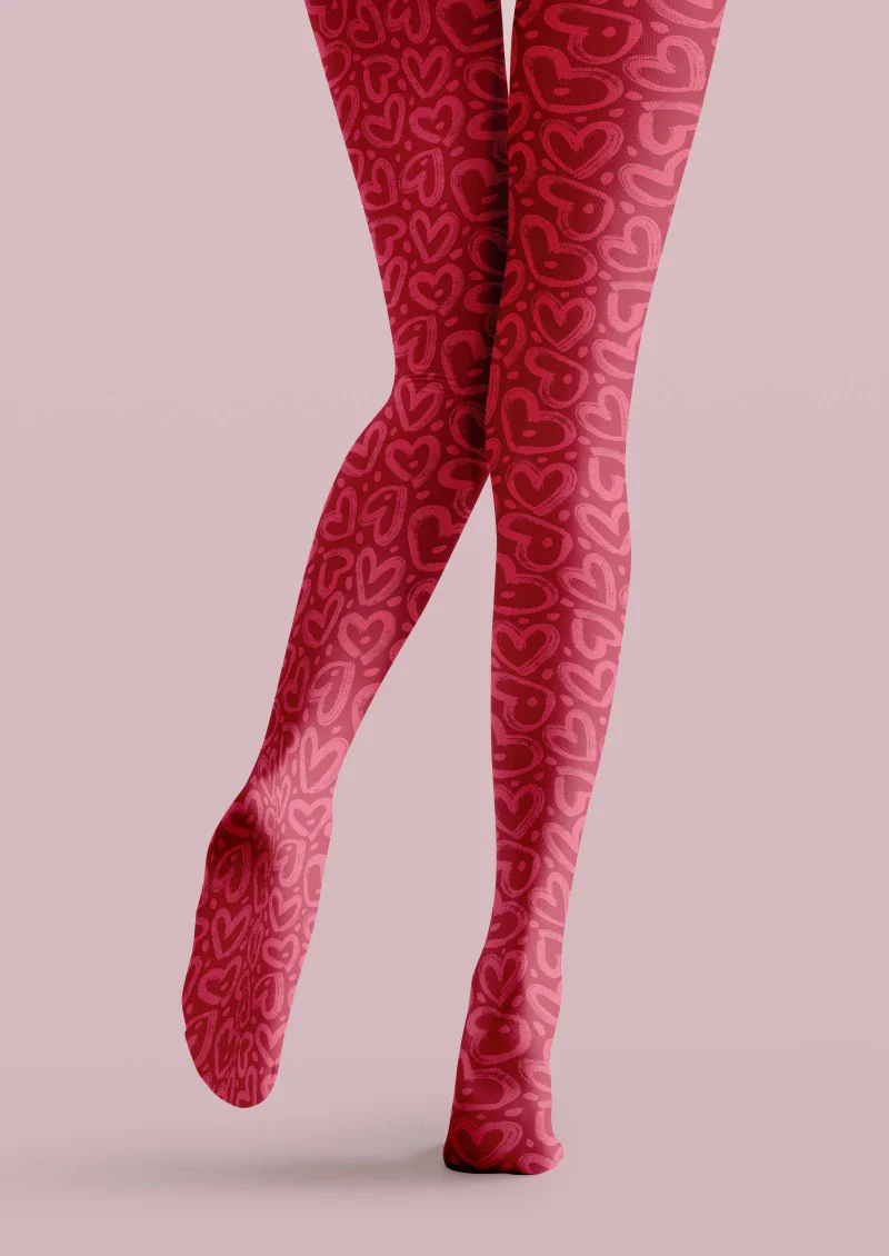 Viken Plan Valentine's Day Red Leopard Print Tights Hosiery Pantyhose - Image 4