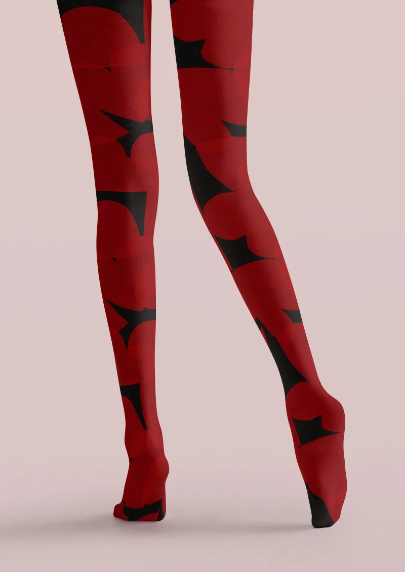 Viken Plan Valentine's Day Red Heart Graphic Tights Hosiery Pantyhose - Image 3