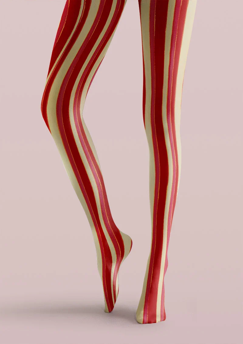 Viken Plan Red Wide Stripe Tights Hosiery Pantyhose