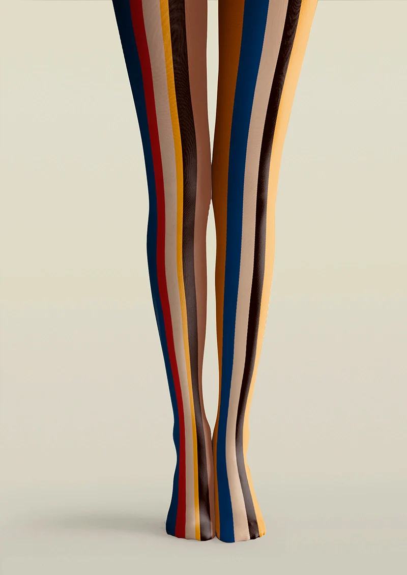Viken Plan Retro Color Stripes Tights Hosiery Pantyhose